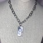 Lois Hill Mother of Pearl Inlay Sterling Silver Cutout Rectangle Toggle Necklace Photo 1