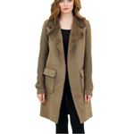 Love Token ππ Faux Fur Wide Collar Knit Trench Jacket Coat ~ Taupe Brown Photo 6