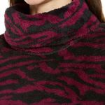 Zella  burgundy and black fuzzy turtleneck sweatshirt/ tunic. Size XS. NWT. Photo 1