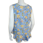 Denim & Co . Printed Sleeveless Tank Top Flutter Bottom Blue Floral X-Small NWOT Photo 5