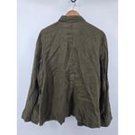 London Jean Olive Green Linen Utility Jacket Large Button Front Pockets Photo 3