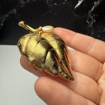Avon Gold Tone Leaf Faux Pearl Locket Solid Perfume Holder Brooch Pin Photo 10