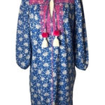 J.Crew ‎ Dress Women XS Blue Floral Embroidered Midi Preppy Boho Cottagecore Photo 0