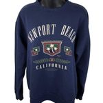 Vintage 90s Newport Beach California Navy Sweatshirt Women’s L Unisex Men’s S Blue Size L Photo 1