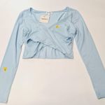superdown  Matilda Wrap Crop Top in Baby Blue Large Photo 1