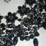 Gunmetal Gray Dark Black Metal Floral Beaded Boho Statement Necklace Photo 4