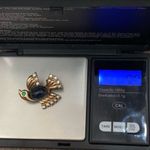 Dove Vintage Unsigned Gold-tone  Bird Blue Jelly Belly Brooch Pin Photo 7