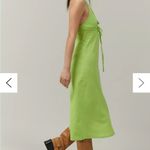BDG Urban Outfitters Danny Lime Halter Neck Dress MIDI 100% Cotton Linen Look Photo 4