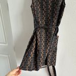 Reformation Sommer Linen Dress Brown Linguini Pattern Belt & Pockets Photo 5