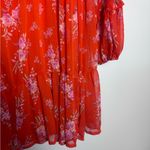 Vince Camuto  Orange Tiered Chiffon Balloon Sleeve Baby-doll Mini Dress Photo 6