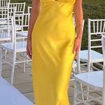 ZARA  golden Yellow Maxi satin corset bodycon formal Dress evening party wedding Photo 0