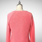 Talbots  Pointelle Raglan Crew Neck Knit Sweater Salmon Rose Pink Coral XS Photo 5
