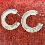 Clear Frosted Bubble Tube Hoop Earrings Photo 3