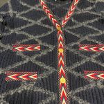 Tory Burch  Tweed Trim Cardigan Sweater Coat Blue Red‎ Gold Womens size small Photo 4