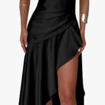 V Neck High Slit Ruffle Hem Party Evening Maxi Dress Size M Photo 2