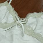 Vintage Satin Cami Top | White w/ Lace Trim | Stretch Fit small Yellow Photo 3