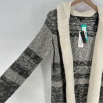 Lety & Me Dockerie Sherpa Trim Hooded Open Front Cardigan Gray Womens Size S Photo 4