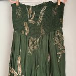 Anthropologie By  Printed Balloon Leg Jumpsuit Size Large Olive Green Leaf Boho Photo 2