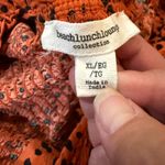BeachLunchLounge  XL‎ Orange Black Polka Dot Midi Dress Tie Back Smocked Photo 2