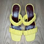 STAUD  Frankie Ruched Leather Block Heel Sandals Mules Yellow Size 37 Womens 7 Photo 5