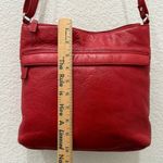 JACK GEORGES Red Leather Voyager Zip Top Crossbody Hobo Shoulder Bag Photo 12