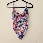 Trina Turk  Moroccan Paisley Knot Front High Leg One Piece Swimsuit Size 10 Photo 3