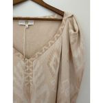NWOT Anna Cate Sweatshirt Cotton Blend Cream Beige Ikat Poof Sleeve Medium Tan Photo 1