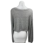 American Threads  Gray Long Sleeve Ribbed Knit Tie Hem Cropped Sweater Top Size M Photo 1