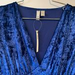ASOS NWT  Blue Velvet Balloon Long Sleeve Bodycon V-Neck Mini Dress Size 4 Photo 6