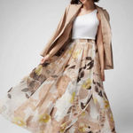 White House | Black Market Maxi Skirt Women 4 Brown Floral Prairie Coquette Boho Photo 0