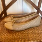 FSNY French Sole quilted leather patent toe ballet flats tan 6 Photo 4