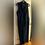 Trina Turk Momo Fringe Jumpsuit Navy Blue Wide Leg Sleeveless Scarf Photo 10