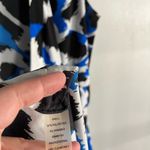 Calvin Klein  Blue Black Abstract Animal Print Faux Wrap Dress Size 16 Photo 4