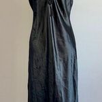 Vintage 80s Satin Long Lingerie Gown Black Photo 0