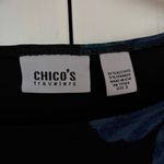 Travelers Size 3 Black Tank Top Blue Floral Leaf Botanical Chicos XL Photo 2