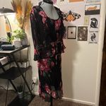 Vintage Floral Black Midi Dress with shawl Size undefined Photo 4