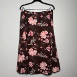 Anthropologie Vintage Brown and Pink Floral Middi Skirt Photo 3