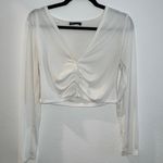 ZARA White Ruched Crop Top Photo 7