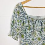 Avec Les Filles Floral Eyelet Puff Sleeve Mini Dress Size Medium Blue Green Photo 2