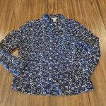 Rafael Essential navy long sleeve eyelet geo print cotton blue collar shirt L Size L Photo 7