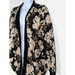 Saltwater Luxe Floral Cardigan Sweater Open Front Black Tan Womens XL Photo 3