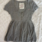 Hollister Y2K  Scoop Neck Top Womens Sz Medium Babydoll Cable Knit Button Grey Photo 0