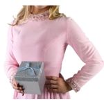 1960s Vintage Pink Velvet Gown with Embellished Details Small Photo 5