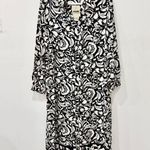 ZARA Floral Printed Button Front Maxi Shirt Dress Black White Women's Size XL Photo 4