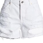 Free People NWT  Maggie Distressed Shorts Optic White SZ-32 Photo 6