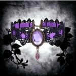 Gothic Black/Purple Lace Necklace Collar Choker Retro Style Faux Fashion Jewelry Black Photo 4