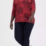 Torrid Red Black Floral Relaxed Feather Soft Slub Crew Neck Drop Shoulder Tee 5X Photo 2
