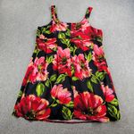 Lane Bryant  Womens Dress 22 Red Black Floral Sleeveless Pleated Fit & Flare Photo 1
