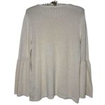 J. McLaughlin  Sweater Large Bell Sleeve Metallic Ivory Cream Knit Top Minimalist Photo 4