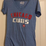 Chicago Cubs T Shirt Womens Medium Light Blue Touch By Alyssa Milano V Neck MLB Photo 0
